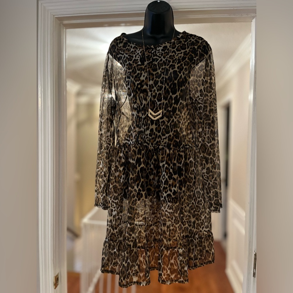 Sheer leopard mini dress
